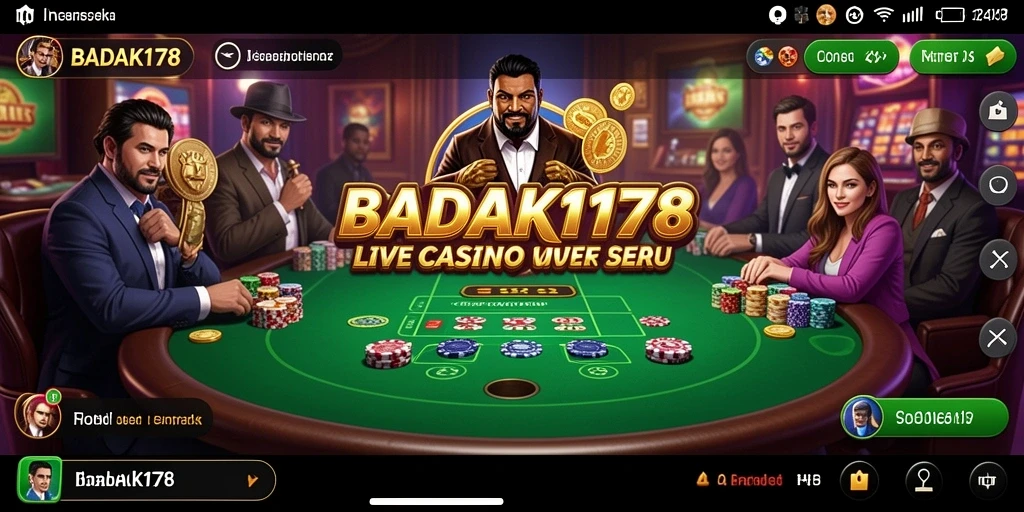 Tangkapan layar menampilkan dealer langsung dan gameplay seru di BADAK178.