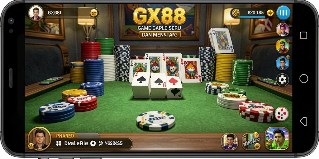 Tampilan menarik gameplay Gaple di GX88.