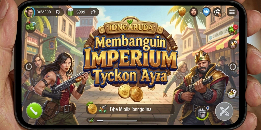 Tampilan gameplay IDNGARUDA yang menampilkan kerumitan membangun usaha besar.