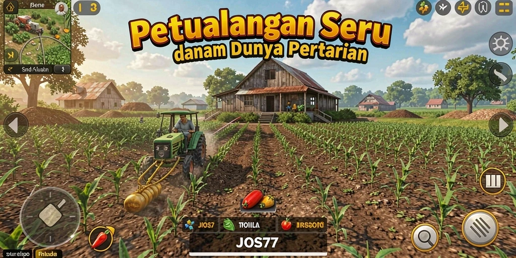 Tangkapan layar menampilkan gameplay seru di JOS77 dengan pertanian yang indah.