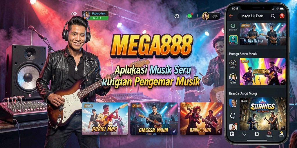 Screenshot gameplay MEGA888 dengan berbagai fitur musik.
