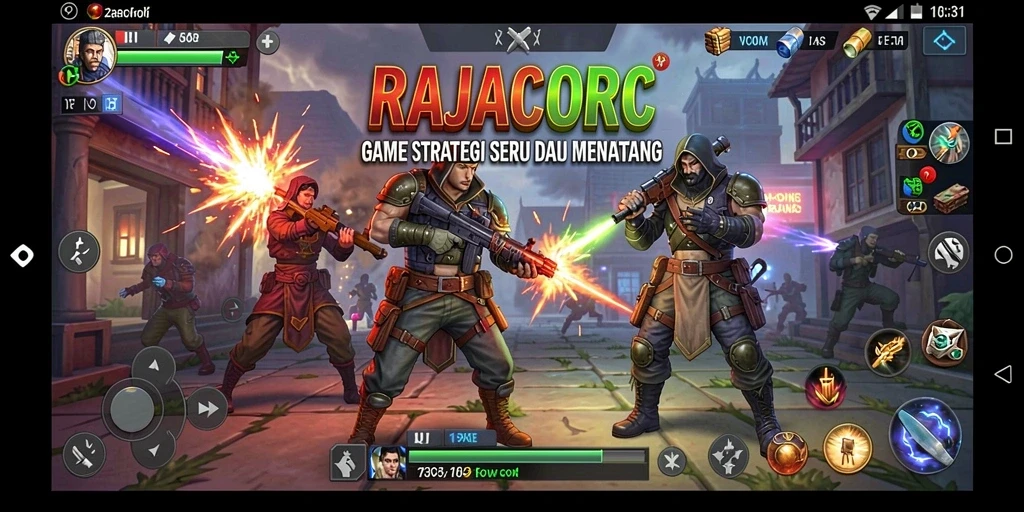 Tampilan gameplay RAJACORC yang menggugah selera strategi.