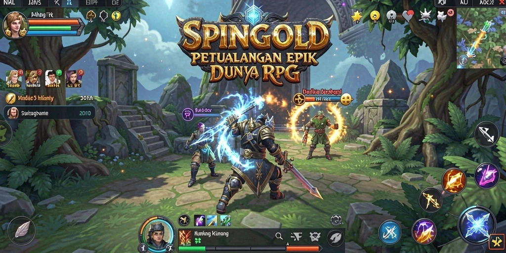 Tangkapan layar gameplay SPINGOLD menampilkan aksi mendebarkan di dunia RPG.