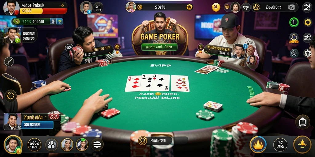Tampilan gameplay Poker yang seru dan mendebarkan di SVIP9.
