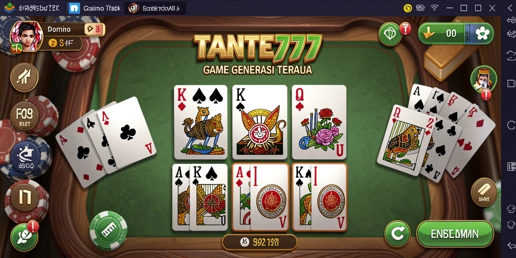 Tampilan menarik dari gameplay Domino TANTE777 yang mengasyikkan.